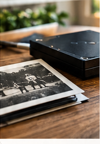 Photo scanner with printed family photographs
